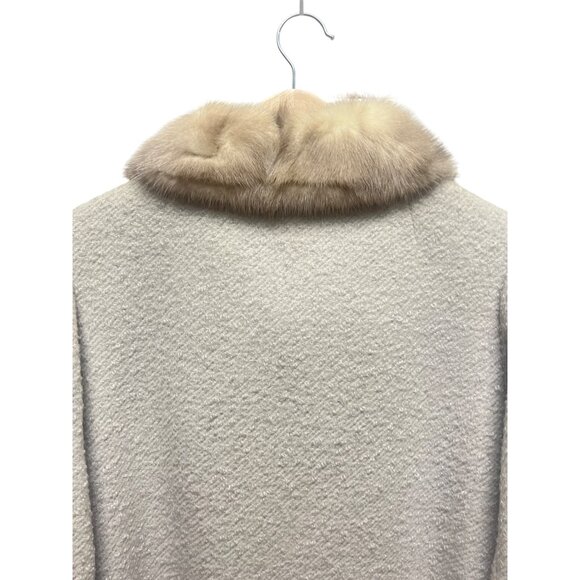 Winkleman's Vintage 50's Ivory White Wool Coat with Fur Collar - Picture 7 of 10